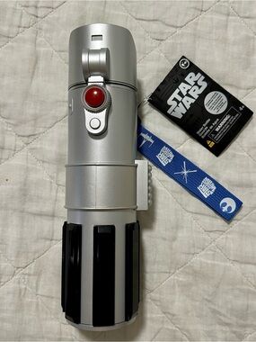 Star Wars Silver Lightsaber Water Bottle with Red Button 13oz.